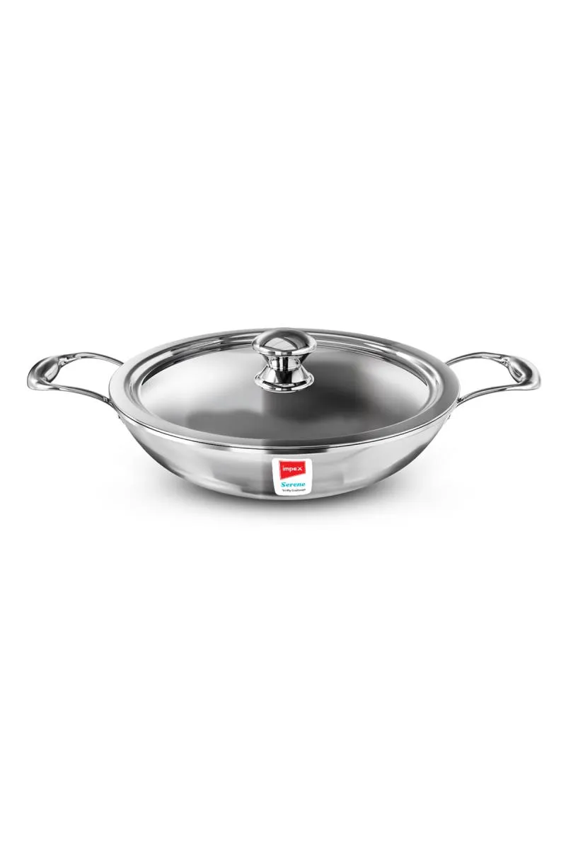 Triply Stainless Steel Induction Bottom Kadai - 24 cm (2 Ltr) (Impex)