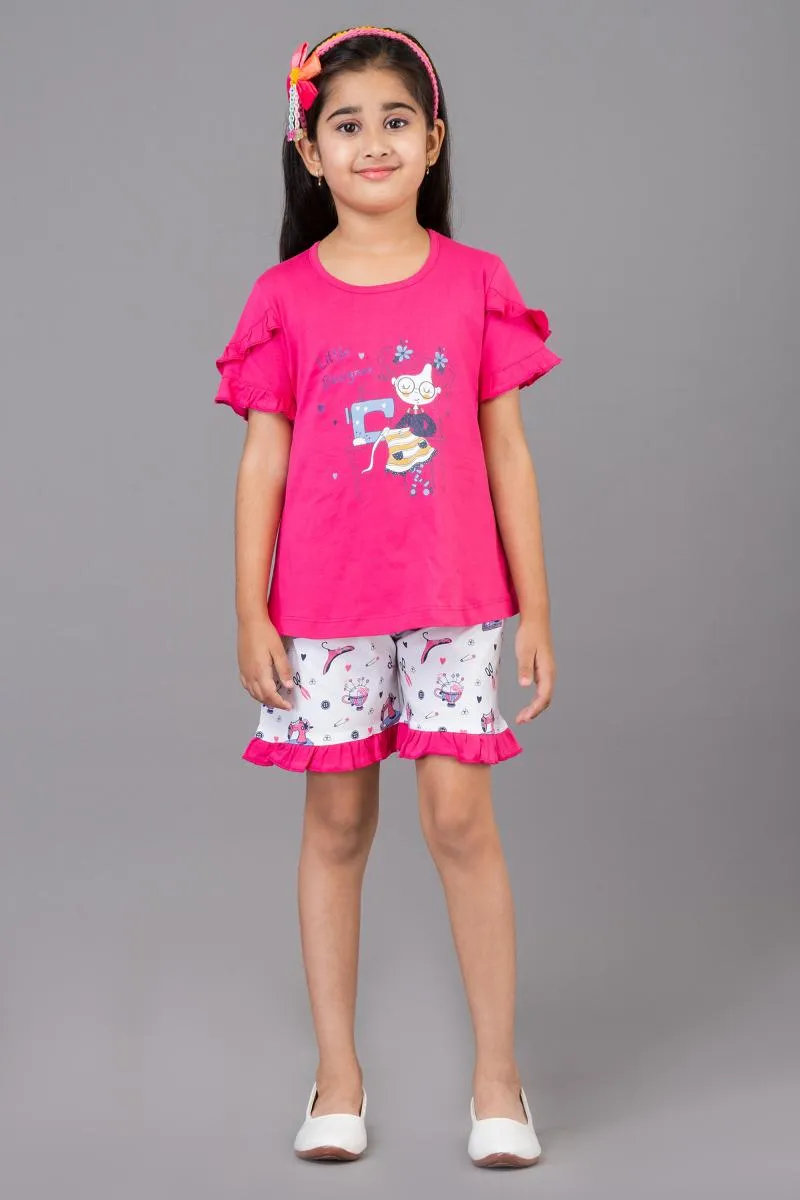 Girl's Pure Cotton Printed Clothing Set (3 - 6 Yrs)