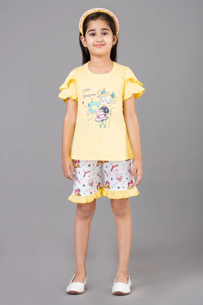 Girl's Pure Cotton Printed Clothing Set (3 - 6 Yrs) 001695YEL34YEA