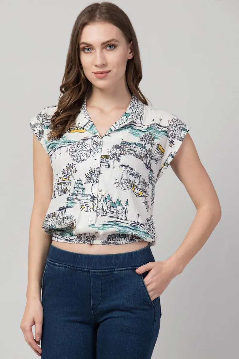 Cotton Printed Crop Top for Women