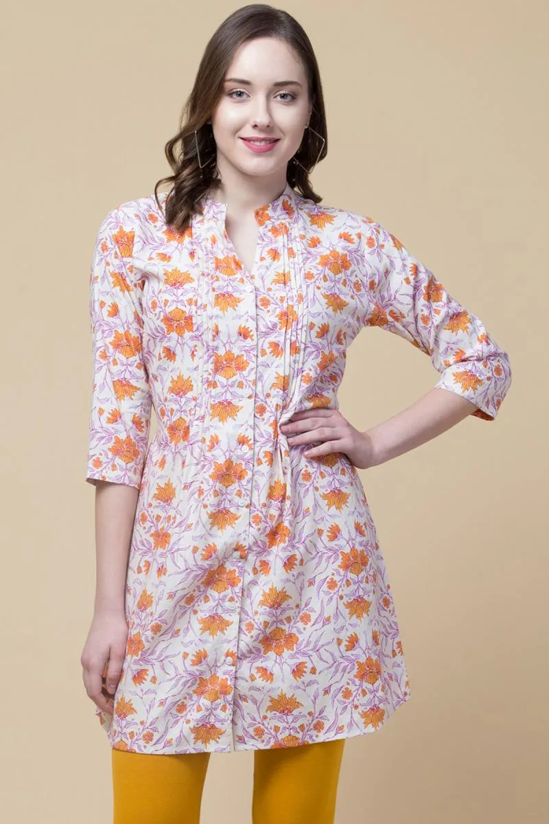Rayon Floral Printed Tunic Top for Women