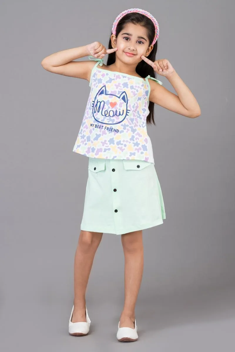 Girl's Pure Cotton Printed Clothing Set (3 - 9 Yrs) 001730GRE56YEA