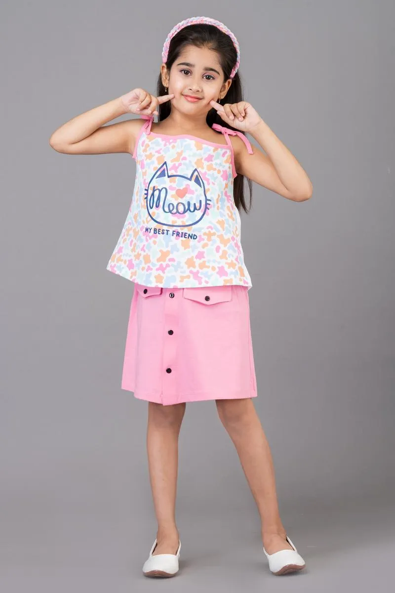 Girl's Pure Cotton Printed Clothing Set (3 - 9 Yrs) 001730PIN34YEA