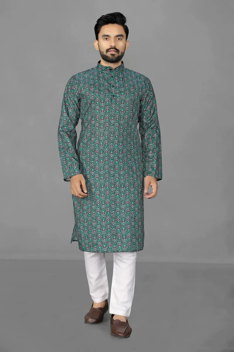 Cotton Poly Printed Kurta for Men 00178142DARGRE