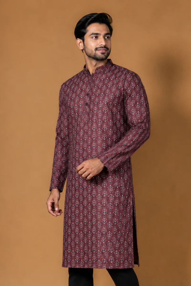 Cotton Poly Printed Kurta for Men