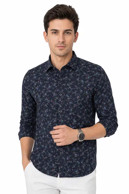 Cotton Floral Print Shirt for Men