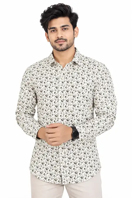 Cotton Floral Print Shirt for Men
