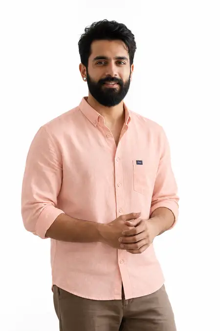 Cotton Slim Fit Casual Shirt for Men 001798PEAXL
