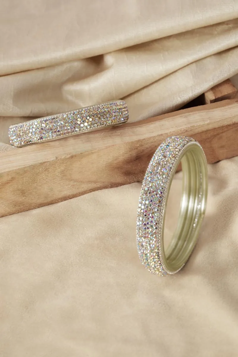 Elegant Glass Worked Broad Bangles for Girls & Women