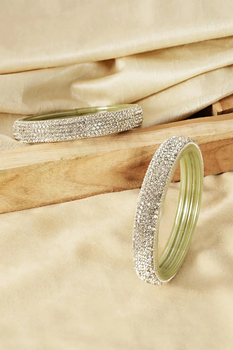 Elegant Glass Worked Broad Bangles for Girls & Women