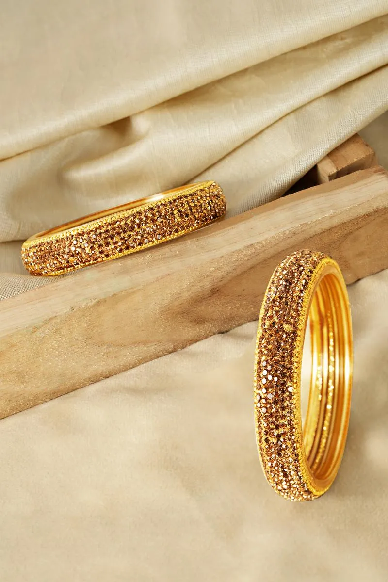 Elegant Glass Worked Broad Bangles for Girls & Women 001963YEL2.81