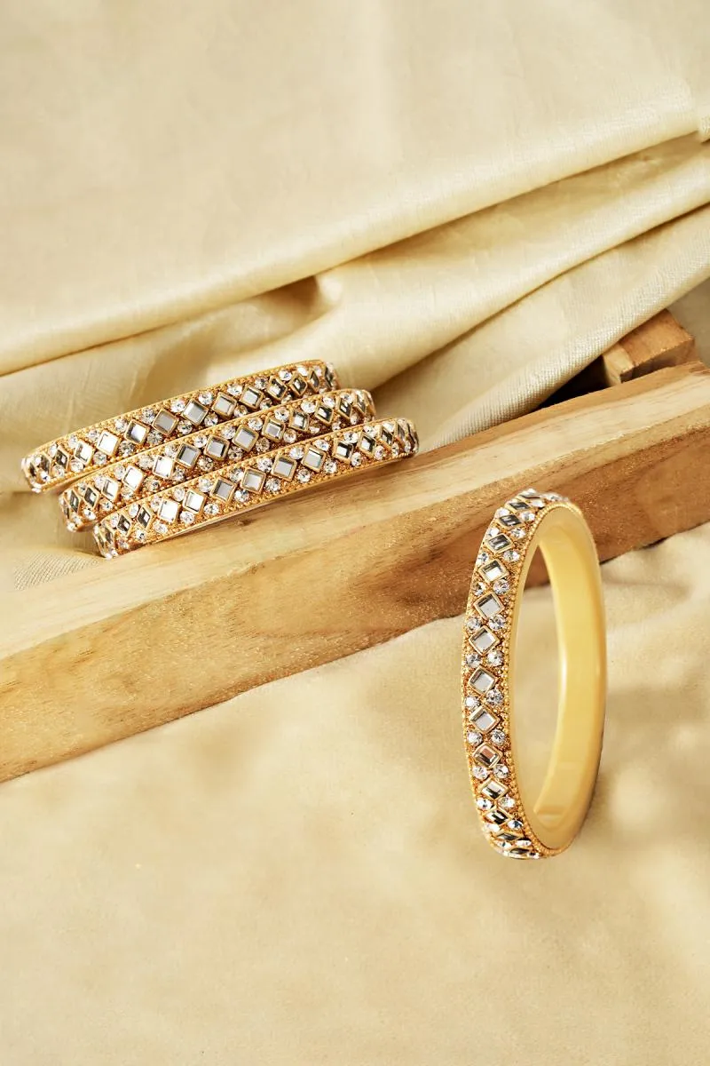 Stylish Kundan and Cubic Zircon Studded Bangles for Women 001965YEL2.61