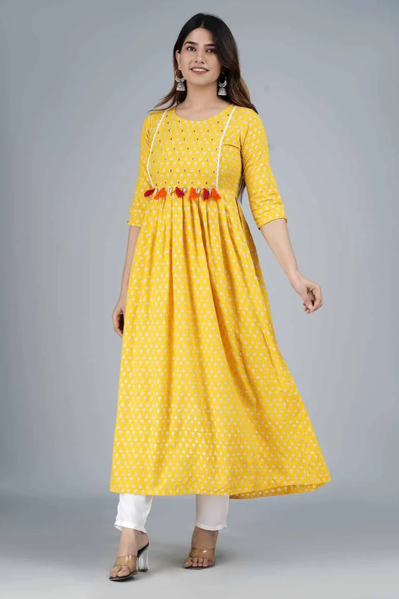 Rayon Floral Printed Kurti for Women