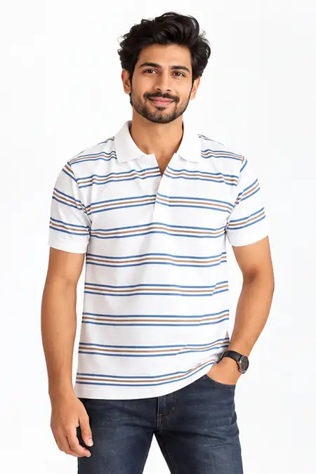 Cotton Striped Polo T-shirt for Men