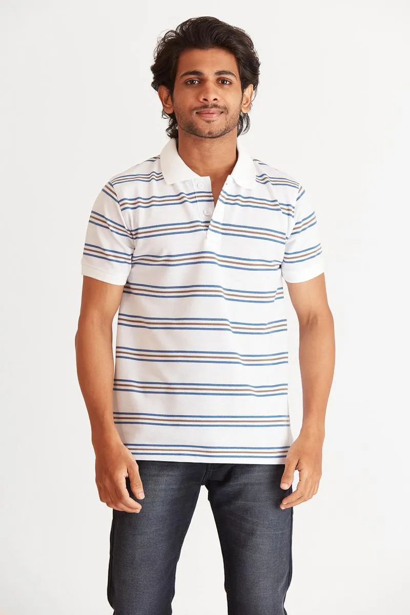 Cotton Striped Polo T-shirt for Men 002007SWHI