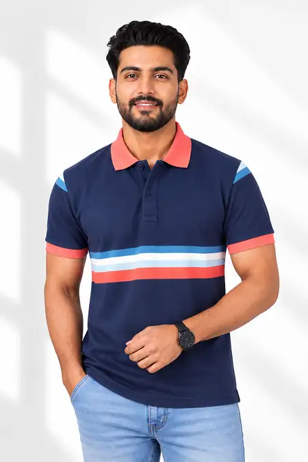 Cotton Colorblock Polo T-shirt for Men
