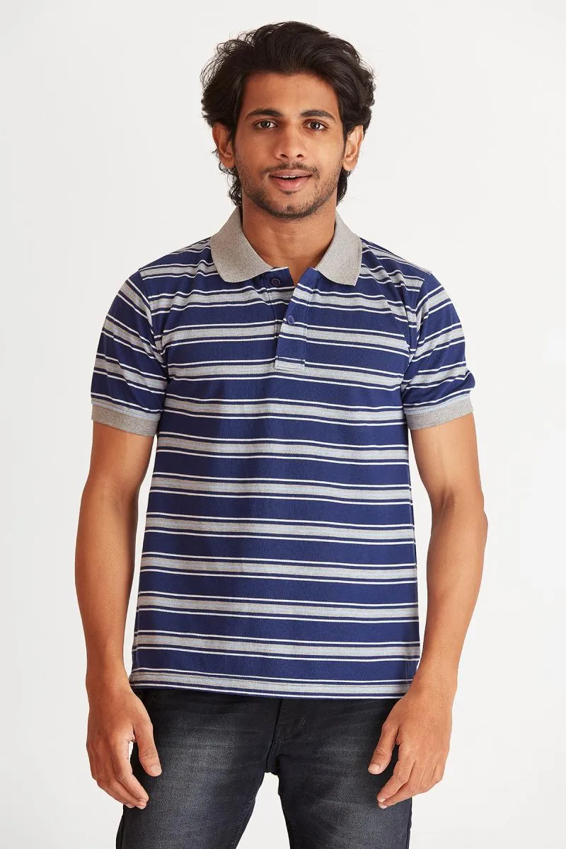 Cotton Striped Polo T-shirt for Men