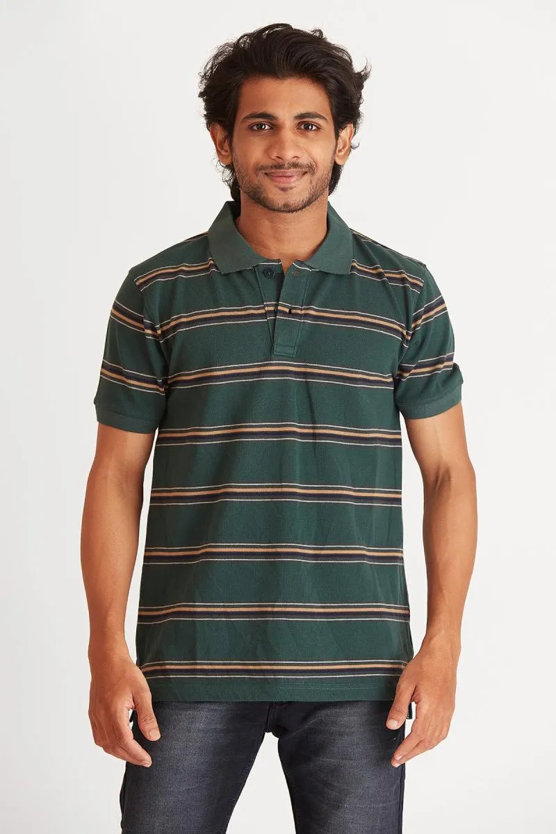 Men's Cotton Striped Polo T-shirt 002027SOLI