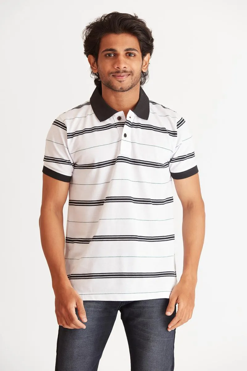 Men's Cotton Striped Polo T-shirt 002059SWHI