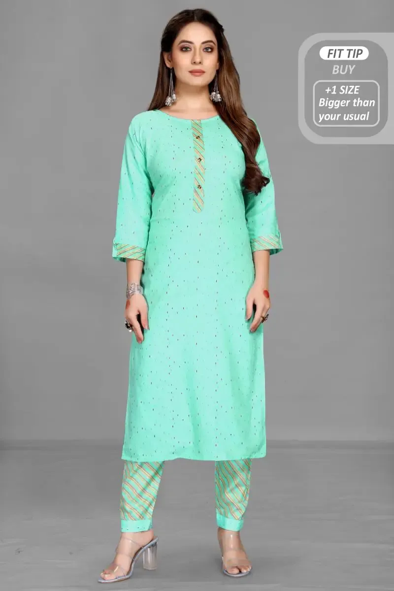 Cotton Printed Kurti with Pant Set for Women 002079XLSEAGRE