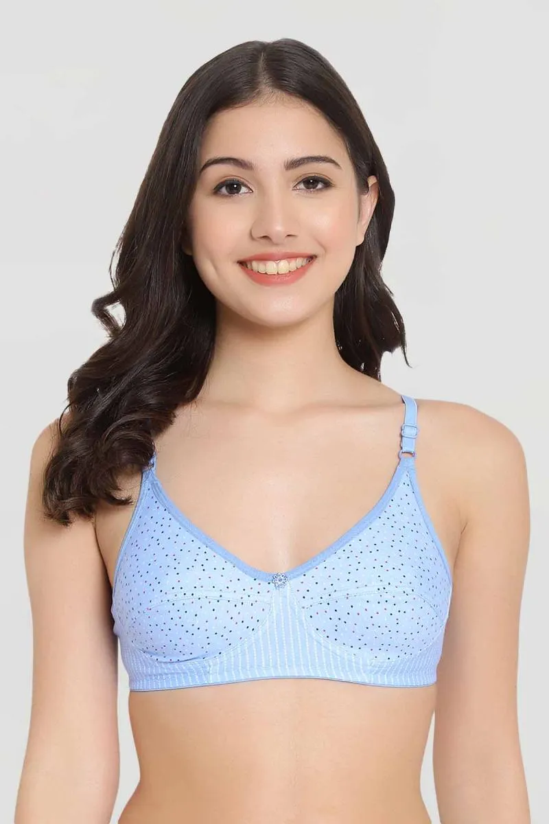 Cotton Printed Non Padded Bra for Women 002100SKYBLU28B
