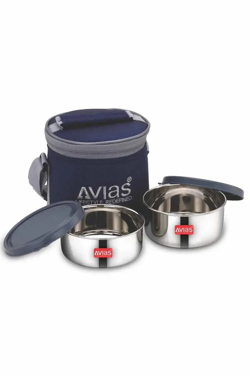 Avias Stainless Steel Lunch Box Set With Bag - 300ml & 400ml