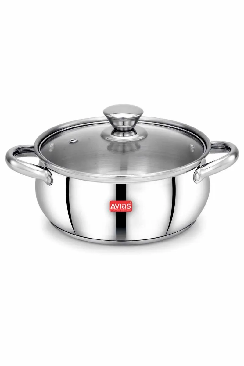 Avias Inox Stainless Steel IB Cook Pot with Glass Lid  - 1.5 Liter