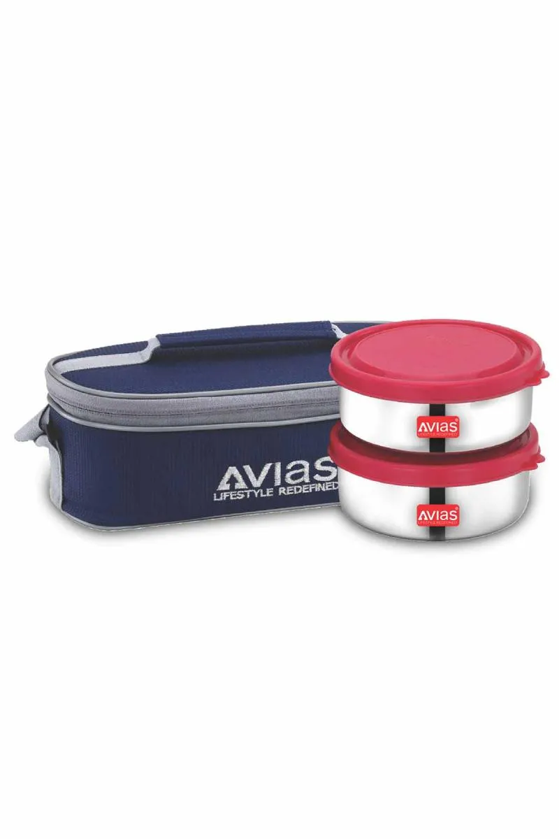 Avias Stainless Steel Lunch Box Set With Bag - 400ml*2