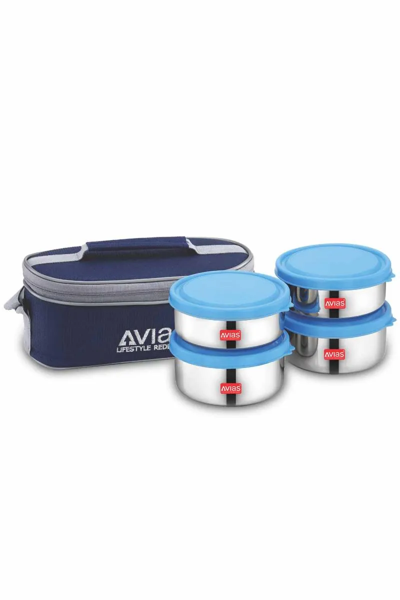 Avias Stainless Steel Freshia Lunch Box Set - 200ml*2 & 300ml*2