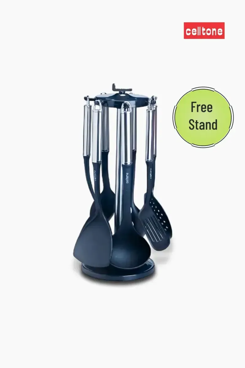 Cell Tone Nylon & Stainless Steel Ladles with Stand - 7 Pcs