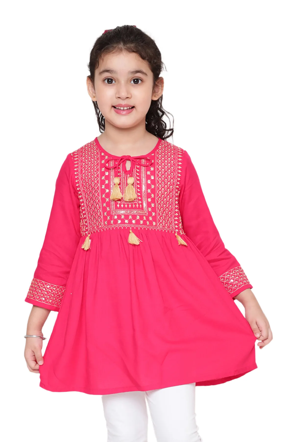 Girl's Viscose Rayon Embroidered Pattern Top (3 - 16 Yrs) 002481910YRSPIN
