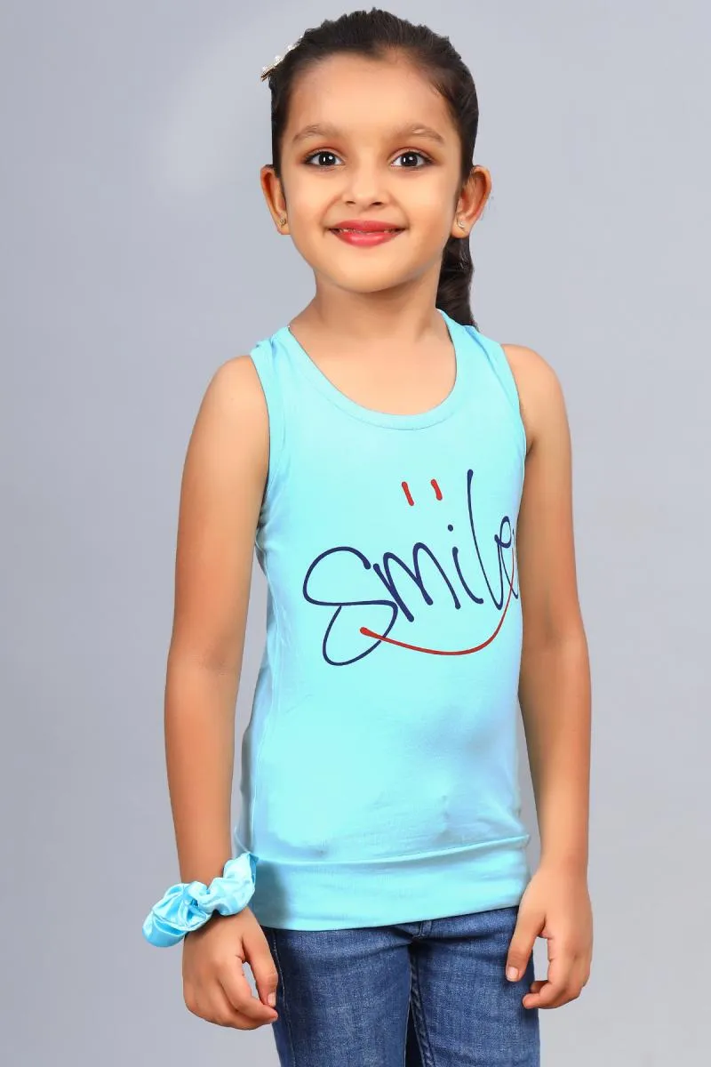 Cotton Blend Printed T-shirt for Girl (3 - 12 Yrs) 00249034YRSSKYBLU