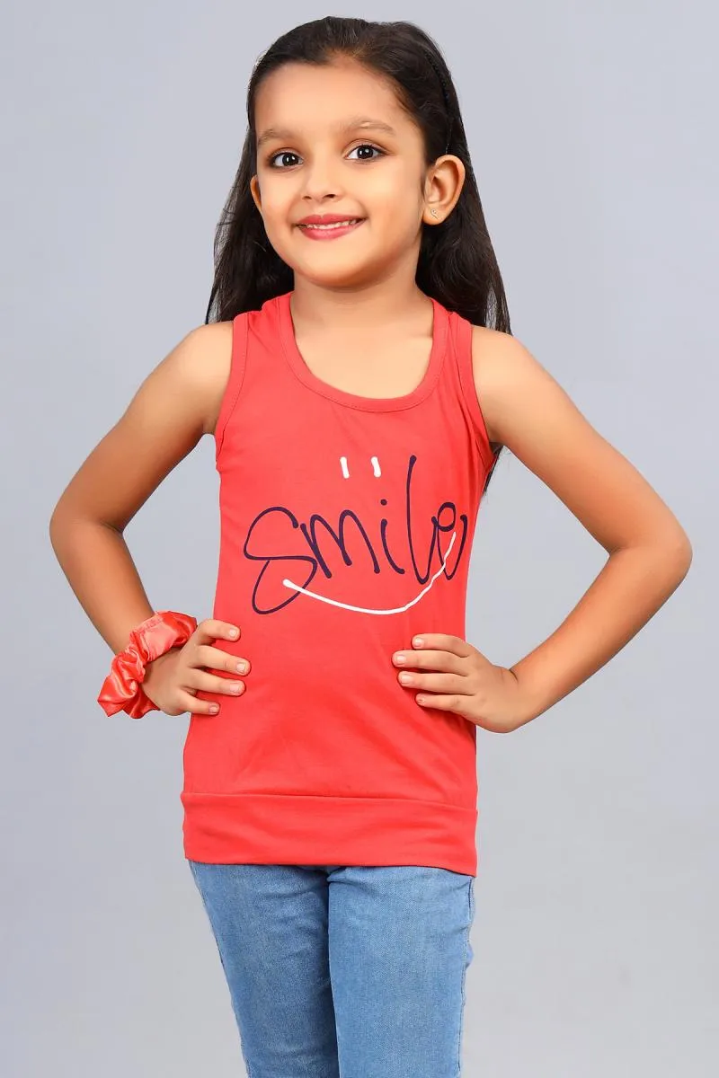 Cotton Blend Printed T-shirt for Girl (3 - 12 Yrs) 002490910YRSRED