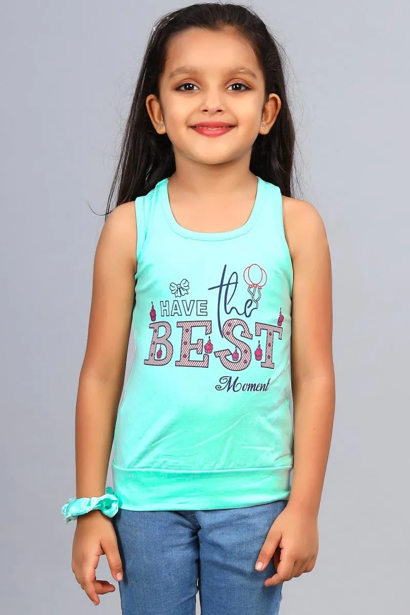 Cotton Blend Printed T-shirt for Girl (3 - 12 Yrs) 00249845YRSSEAGRE