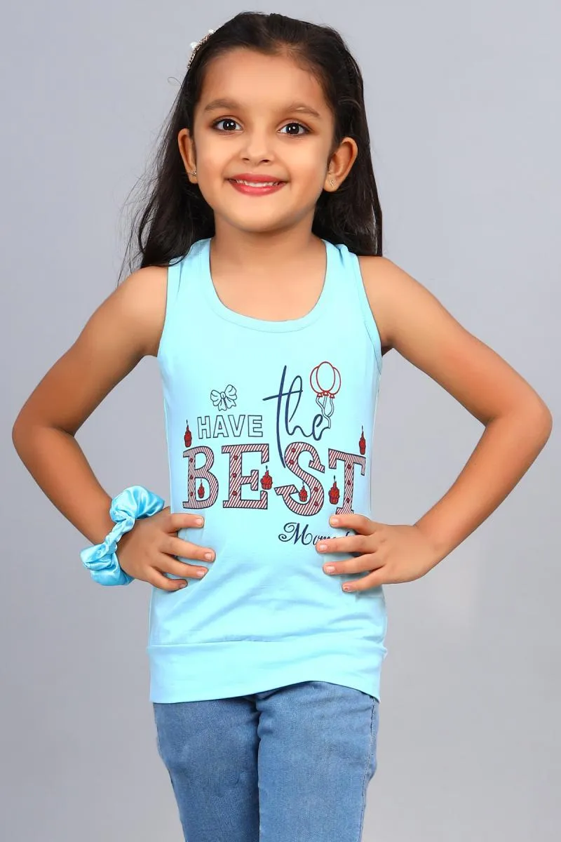 Cotton Blend Printed T-shirt for Girl (3 - 12 Yrs) 00249856YRSSKYBLU