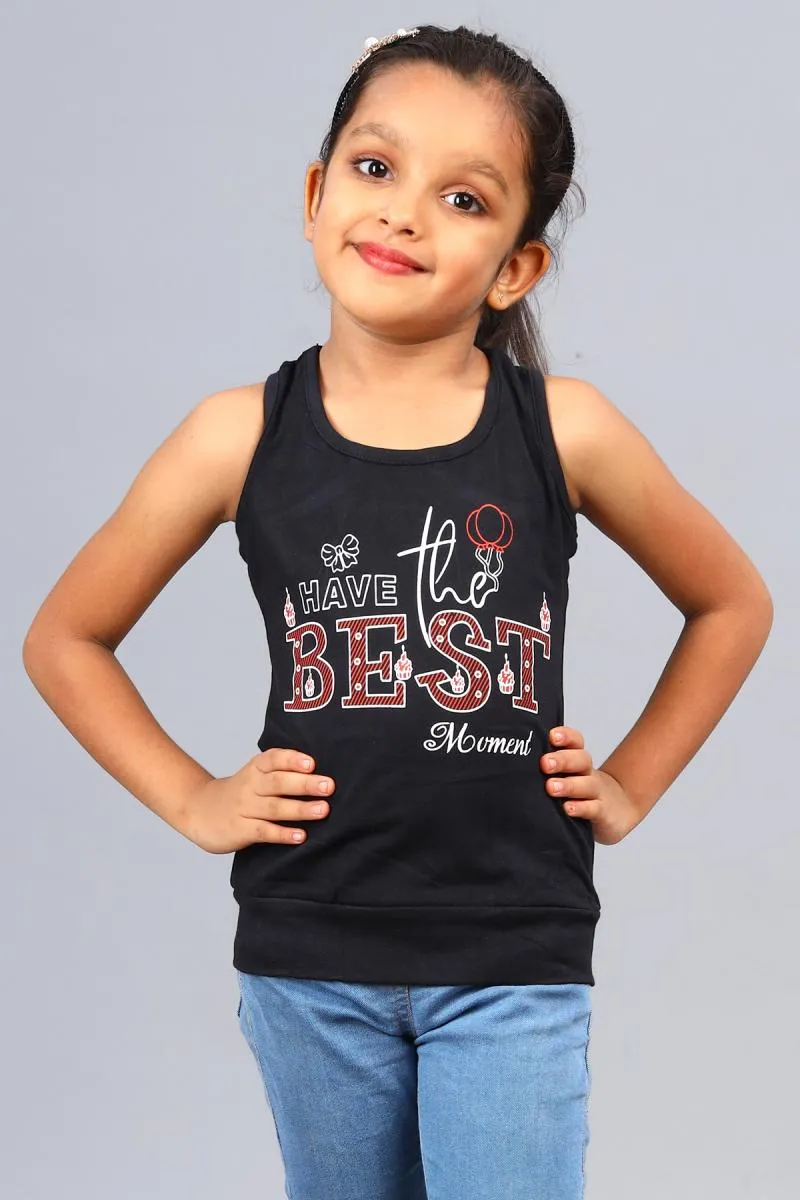 Cotton Blend Printed T-shirt for Girl (3 - 12 Yrs) 00249889YRSBLA
