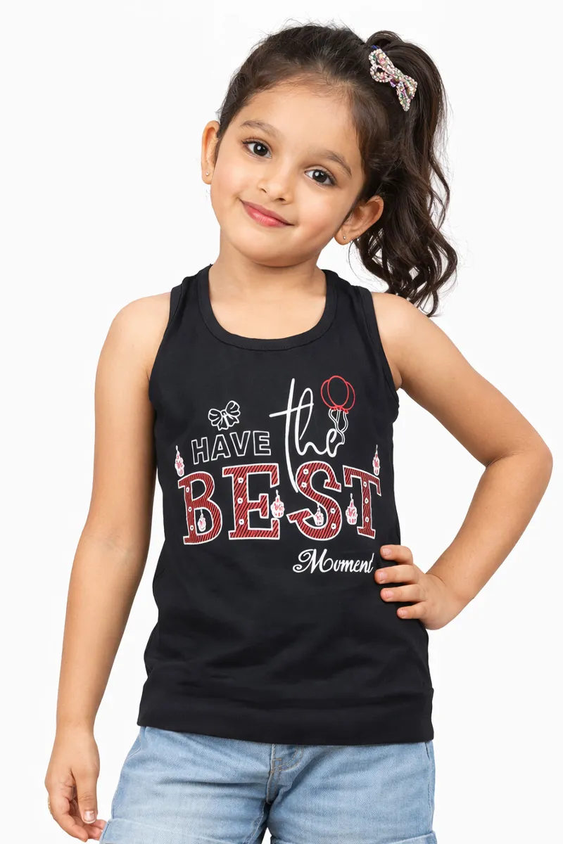 Cotton Blend Printed T-shirt for Girl (3 - 12 Yrs) 00249856YRSBLA