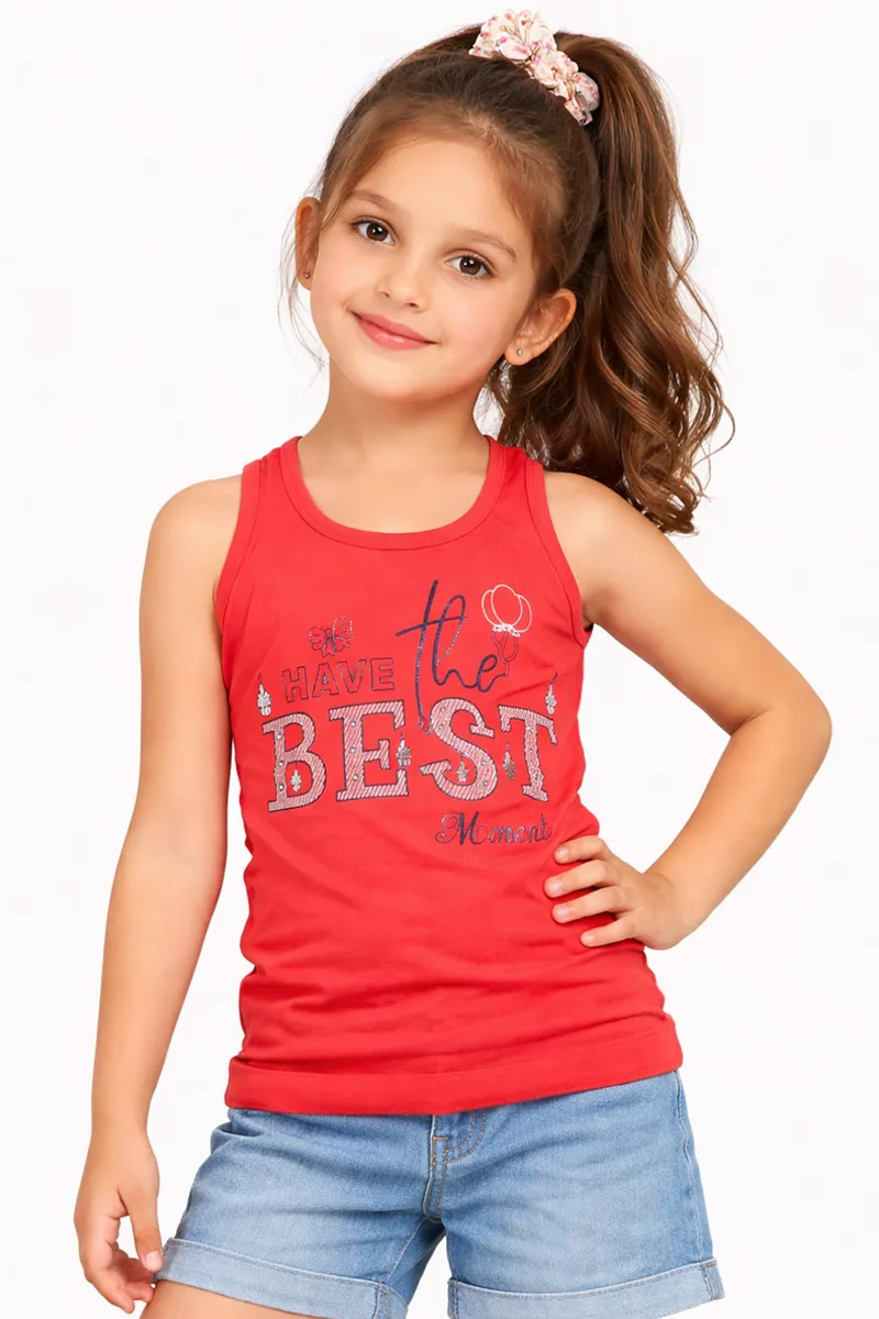 Cotton Blend Printed T-shirt for Girl (3 - 12 Yrs) 00249889YRSRED