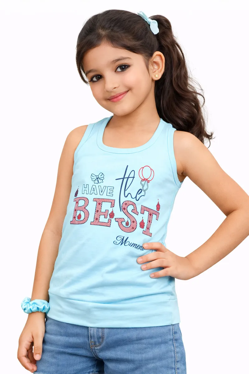 Cotton Blend Printed T-shirt for Girl (3 - 12 Yrs) 00249889YRSSKYBLU