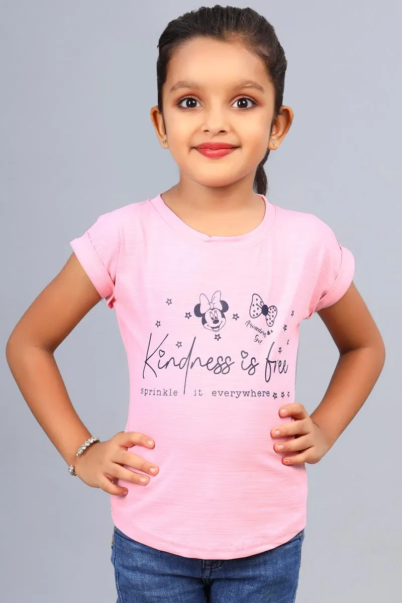 Nylon Typographic Printed T-Shirt for Girl (3 - 12 Yrs) 002503910YRSLIGPIN