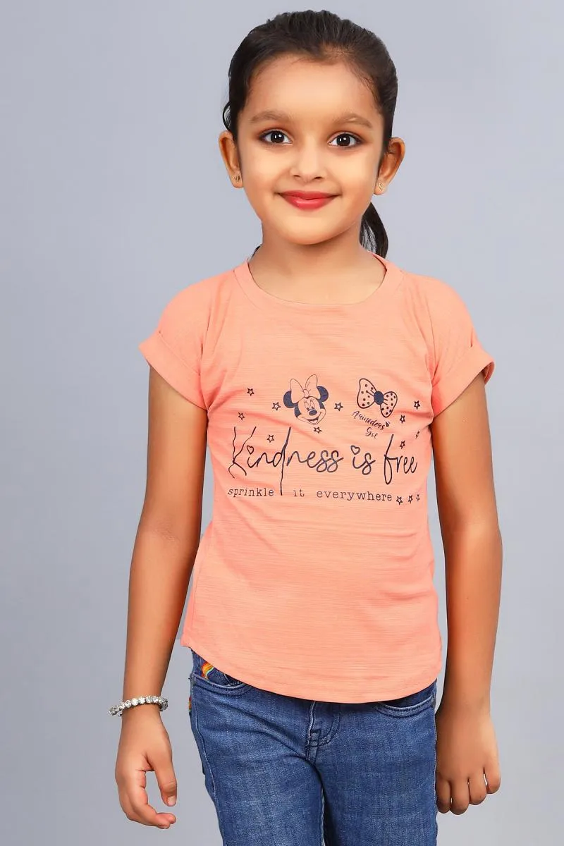 Nylon Typographic Printed T-Shirt for Girl (3 - 12 Yrs) 002503910YRSPEA