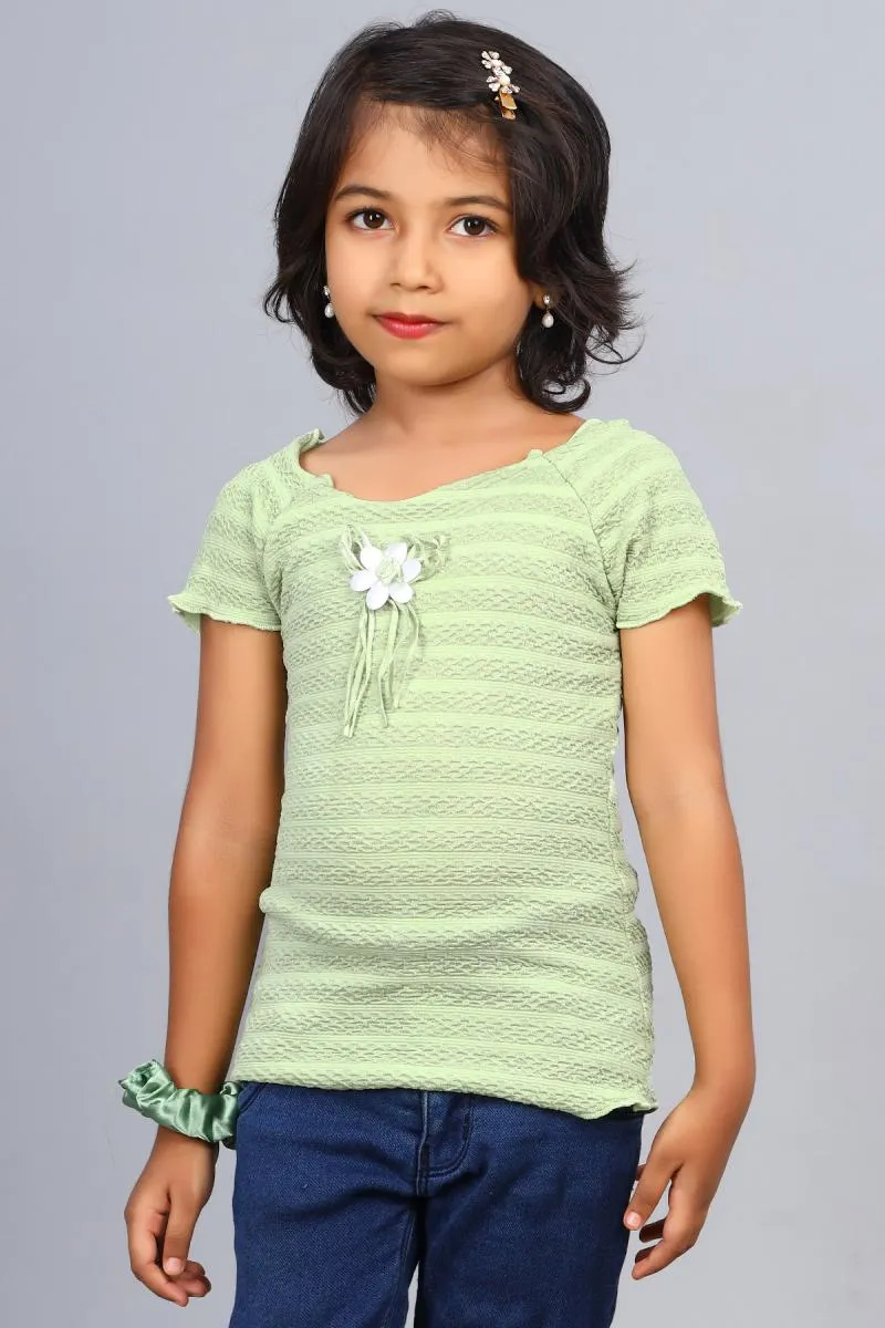 Girl's Cotton Blend Solid Top (3 - 12 Yrs) 0025081112YRSGRE