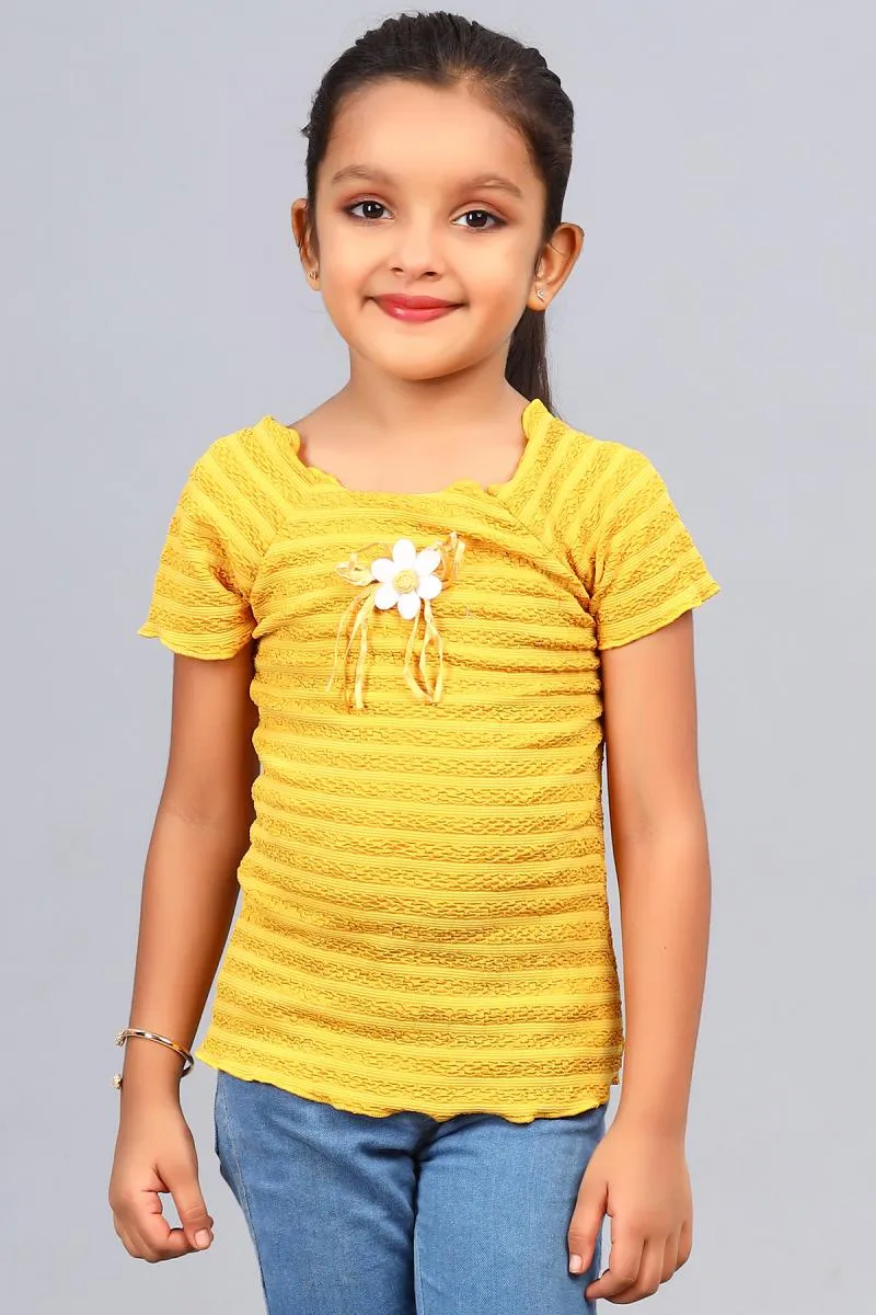 Girl's Cotton Blend Solid Top (3 - 12 Yrs) 0025081112YRSMUS