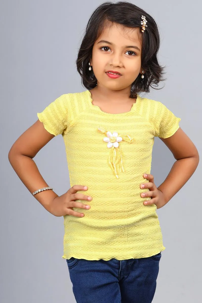 Girl's Cotton Blend Solid Top (3 - 12 Yrs) 00250889YRSYEL