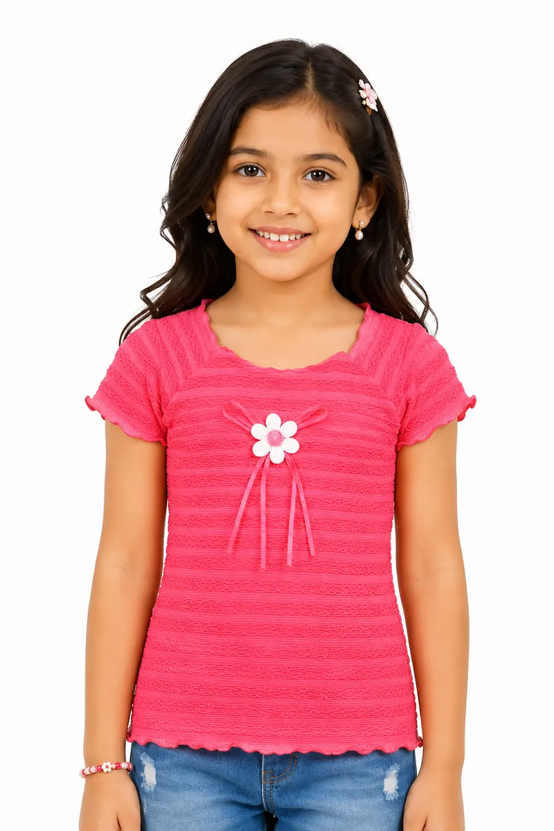 Girl's Cotton Blend Solid Top (3 - 12 Yrs) 00250889YRSLIGPIN