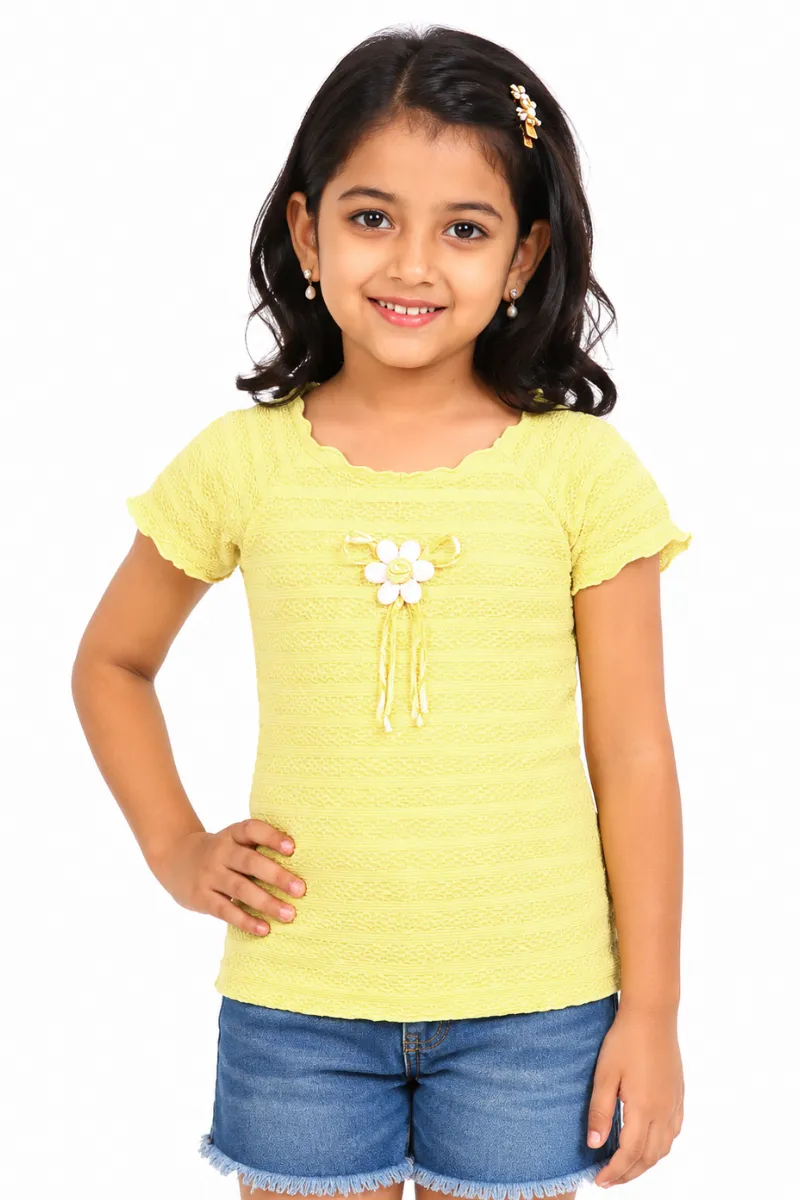 Girl's Cotton Blend Solid Top (3 - 12 Yrs) 00250878YRSYEL