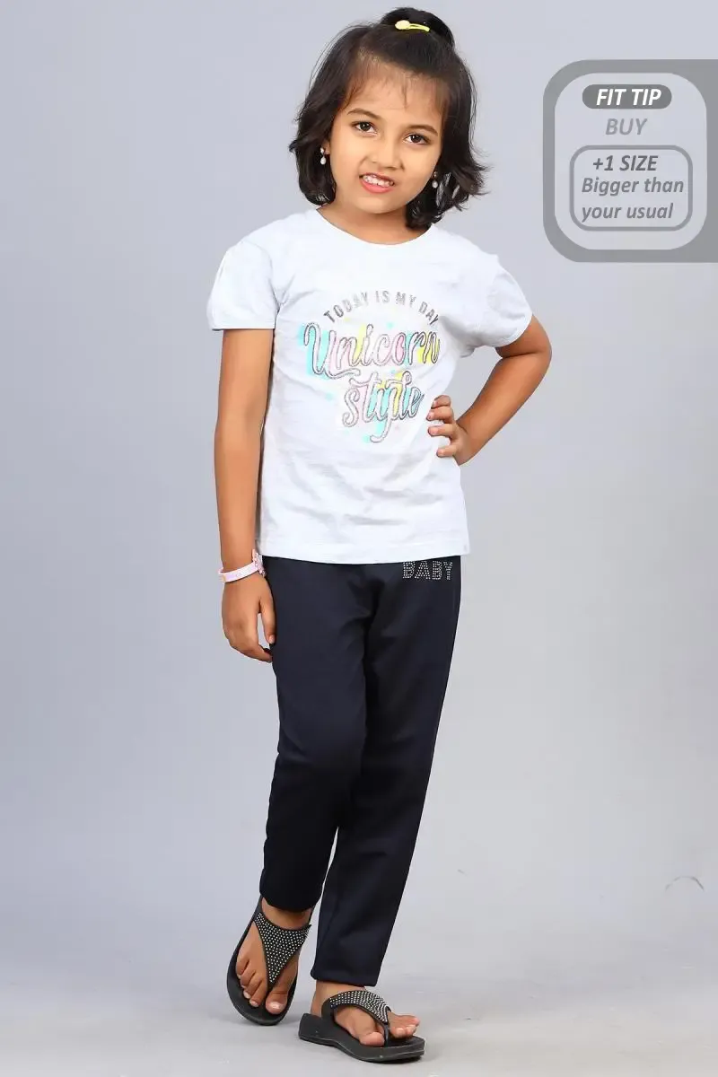 Girl's Lycra Blend Solid Pattern Jeggings (3 - 15 Yrs) 00251334YRSNAVBLU