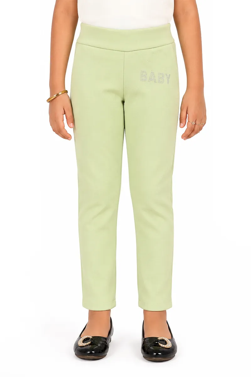 Girl's Lycra Blend Solid Pattern Jeggings (3 - 15 Yrs) 002513910YRSGRE2