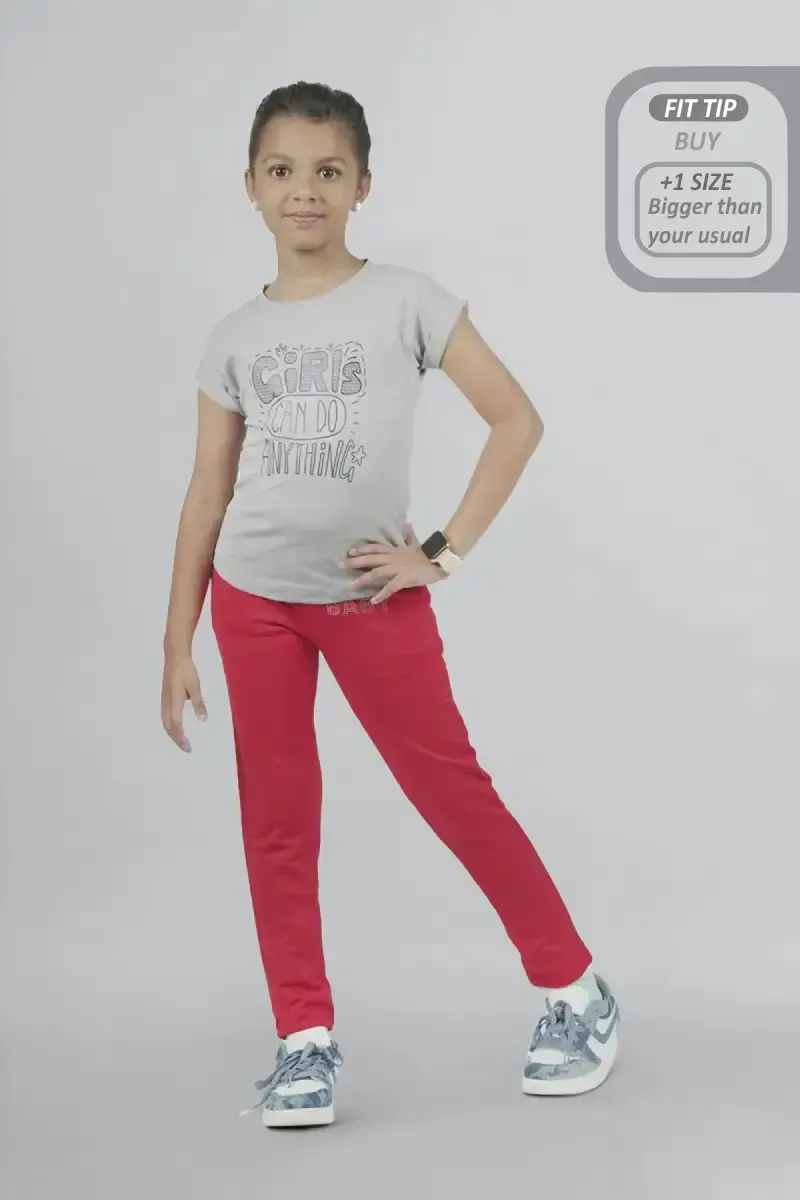 Girl's Lycra Blend Solid Pattern Jeggings (3 - 15 Yrs) 002513910YRSRED