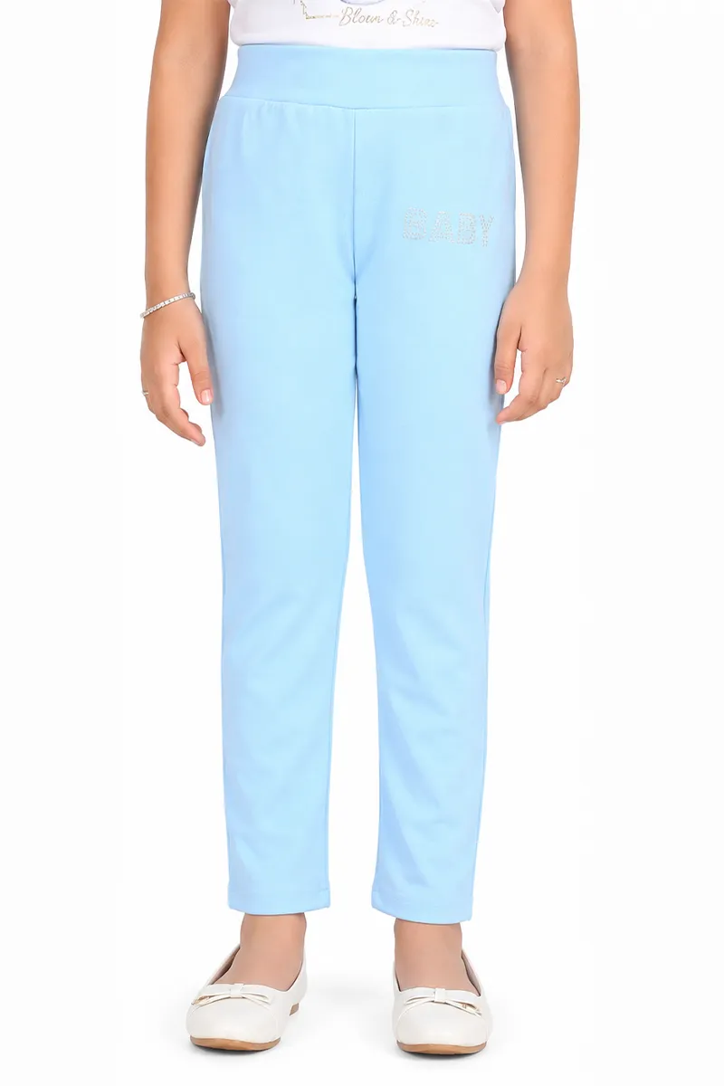 Girl's Lycra Blend Solid Pattern Jeggings (3 - 15 Yrs) 002513910YRSSKYBLU